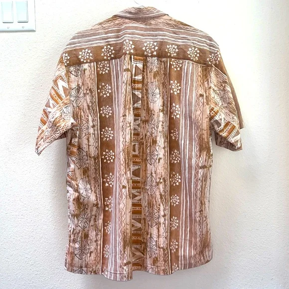 Cooke Street Honolulu Vintage Cream Button Down Beach Hawaiian Shirt, Size Large - Picture 5 of 12